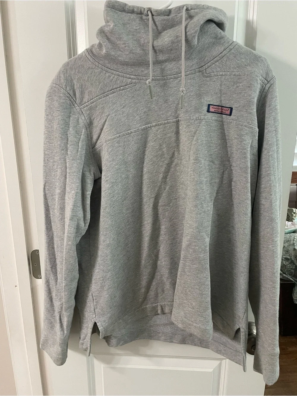Vineyard Vines Light Gray Funnel-Neck Pullover Hoodie